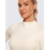 imageCRZ YOGA Butterluxe Mock Neck Long Sleeve Shirts for Women  Workout Casual Tops Turtleneck Crop Slim Fall Base LayerWhite Apricot