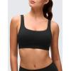 imageCRZ YOGA Butterluxe Scoop Neck Sports Bras for Women  U Back Padded Wide Strap Wireless Yoga TopBlack