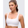 imageCRZ YOGA Butterluxe Scoop Neck Sports Bras for Women  U Back Padded Wide Strap Wireless Yoga TopWhite