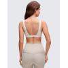 imageCRZ YOGA Butterluxe Soft Double Lined Deep V Neck Sports Bras for Women  Open Back Yoga Crop Top Casual Non PaddedMilky White