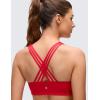 imageCRZ YOGA Butterluxe Strappy Sports Bras for Women  Padded V Neck Wireless Criss Cross Back Yoga TopAurora Red