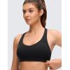 imageCRZ YOGA Butterluxe Strappy Sports Bras for Women  Padded V Neck Wireless Criss Cross Back Yoga TopBlack