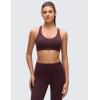 imageCRZ YOGA Butterluxe Strappy Sports Bras for Women  Padded V Neck Wireless Criss Cross Back Yoga TopRipe Plum