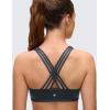 imageCRZ YOGA Butterluxe Strappy Sports Bras for Women  Padded V Neck Wireless Criss Cross Back Yoga TopTrue Navy