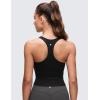 imageCRZ YOGA Butterluxe V Neck Crop Tank Tops for Women  Racerback Wireless Padded Yoga Longline Sports BraBlack