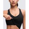 imageCRZ YOGA Butterluxe V Neck Crop Tank Tops for Women  Racerback Wireless Padded Yoga Longline Sports BraBlack