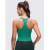 imageCRZ YOGA Butterluxe V Neck Crop Tank Tops for Women  Racerback Wireless Padded Yoga Longline Sports BraCascadia Green
