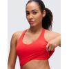 imageCRZ YOGA Butterluxe V Neck Crop Tank Tops for Women  Racerback Wireless Padded Yoga Longline Sports BraDeep Red