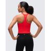 imageCRZ YOGA Butterluxe V Neck Crop Tank Tops for Women  Racerback Wireless Padded Yoga Longline Sports BraDeep Red