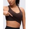 imageCRZ YOGA Butterluxe V Neck Crop Tank Tops for Women  Racerback Wireless Padded Yoga Longline Sports BraHot Fudge Brown