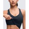 imageCRZ YOGA Butterluxe V Neck Crop Tank Tops for Women  Racerback Wireless Padded Yoga Longline Sports BraTrue Navy