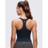 imageCRZ YOGA Butterluxe V Neck Crop Tank Tops for Women  Racerback Wireless Padded Yoga Longline Sports BraTrue Navy