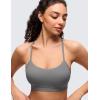 imageCRZ YOGA Butterluxe Y Back Sports Bras for Women  Padded Racerback Low Impact Spaghetti Thin Strap Workout Yoga TopAsh Grey