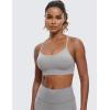 imageCRZ YOGA Butterluxe Y Back Sports Bras for Women  Padded Racerback Low Impact Spaghetti Thin Strap Workout Yoga TopGull Gray