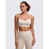 imageCRZ YOGA Butterluxe Y Back Sports Bras for Women  Padded Racerback Low Impact Spaghetti Thin Strap Workout Yoga TopMojave Tan