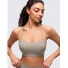 imageCRZ YOGA Butterluxe Y Back Sports Bras for Women  Padded Racerback Low Impact Spaghetti Thin Strap Workout Yoga TopWarm Ash Grey