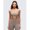 imageCRZ YOGA Butterluxe Y Back Sports Bras for Women  Padded Racerback Low Impact Spaghetti Thin Strap Workout Yoga TopWarm Ash Grey