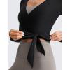 imageCRZ YOGA Cloudweight Wrap Shirts for Women  Workout Yoga Pilates Casual Long Sleeve Tops Cross V Neck Tie Soft TeesBlack