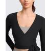 imageCRZ YOGA Cloudweight Wrap Shirts for Women  Workout Yoga Pilates Casual Long Sleeve Tops Cross V Neck Tie Soft TeesBlack