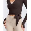 imageCRZ YOGA Cloudweight Wrap Shirts for Women  Workout Yoga Pilates Casual Long Sleeve Tops Cross V Neck Tie Soft TeesHot Fudge Brown