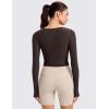 imageCRZ YOGA Cloudweight Wrap Shirts for Women  Workout Yoga Pilates Casual Long Sleeve Tops Cross V Neck Tie Soft TeesHot Fudge Brown
