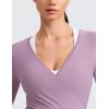 imageCRZ YOGA Cloudweight Wrap Shirts for Women  Workout Yoga Pilates Casual Long Sleeve Tops Cross V Neck Tie Soft TeesLight Lavender