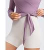imageCRZ YOGA Cloudweight Wrap Shirts for Women  Workout Yoga Pilates Casual Long Sleeve Tops Cross V Neck Tie Soft TeesLight Lavender