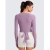 imageCRZ YOGA Cloudweight Wrap Shirts for Women  Workout Yoga Pilates Casual Long Sleeve Tops Cross V Neck Tie Soft TeesLight Lavender