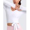imageCRZ YOGA Cloudweight Wrap Shirts for Women  Workout Yoga Pilates Casual Long Sleeve Tops Cross V Neck Tie Soft TeesWhite