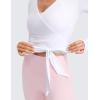 imageCRZ YOGA Cloudweight Wrap Shirts for Women  Workout Yoga Pilates Casual Long Sleeve Tops Cross V Neck Tie Soft TeesWhite