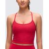 imageCRZ YOGA CutOut Y Back Crop Tank Tops for Women  Scoop Neck Spaghetti Strap Racerback Yoga Longline Sports Bra Non PaddedAurora Red