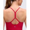 imageCRZ YOGA CutOut Y Back Crop Tank Tops for Women  Scoop Neck Spaghetti Strap Racerback Yoga Longline Sports Bra Non PaddedAurora Red