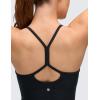 imageCRZ YOGA CutOut Y Back Crop Tank Tops for Women  Scoop Neck Spaghetti Strap Racerback Yoga Longline Sports Bra Non PaddedBlack