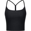 imageCRZ YOGA CutOut Y Back Crop Tank Tops for Women  Scoop Neck Spaghetti Strap Racerback Yoga Longline Sports Bra Non PaddedBlack