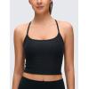 imageCRZ YOGA CutOut Y Back Crop Tank Tops for Women  Scoop Neck Spaghetti Strap Racerback Yoga Longline Sports Bra Non PaddedBlack