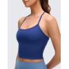 imageCRZ YOGA CutOut Y Back Crop Tank Tops for Women  Scoop Neck Spaghetti Strap Racerback Yoga Longline Sports Bra Non PaddedEternal Blue