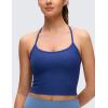 imageCRZ YOGA CutOut Y Back Crop Tank Tops for Women  Scoop Neck Spaghetti Strap Racerback Yoga Longline Sports Bra Non PaddedEternal Blue