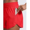 imageCRZ YOGA Dolphin Athletic Shorts for Women 5  High Waisted Quick Dry for Running Workout Gym Track with Zip PocketDeep Red