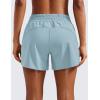imageCRZ YOGA Dolphin Athletic Shorts for Women 5  High Waisted Quick Dry for Running Workout Gym Track with Zip PocketLight Grayish Blue