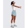 imageCRZ YOGA Dolphin Athletic Shorts for Women 5  High Waisted Quick Dry for Running Workout Gym Track with Zip PocketLight Grayish Blue