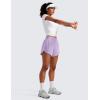 imageCRZ YOGA Dolphin Athletic Shorts for Women 5  High Waisted Quick Dry for Running Workout Gym Track with Zip PocketLilac