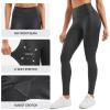 imageCRZ YOGA No Front Seam Faux Leather Leggings 28  Butterluxe Matte High Waist Stretch Tights Womens Pleather PantsBlack Foil Pattern