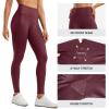 imageCRZ YOGA No Front Seam Faux Leather Leggings 28  Butterluxe Matte High Waist Stretch Tights Womens Pleather PantsRed Merlot Foil Pattern