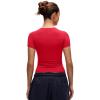 imageCRZ YOGA Softembrace High Neck Tops for Women  Soft Casual Going Out Shirts Crewneck Tight Basic Short Sleeve TShirtAurora Red