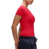 imageCRZ YOGA Softembrace High Neck Tops for Women  Soft Casual Going Out Shirts Crewneck Tight Basic Short Sleeve TShirtAurora Red