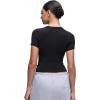 imageCRZ YOGA Softembrace High Neck Tops for Women  Soft Casual Going Out Shirts Crewneck Tight Basic Short Sleeve TShirtBlack