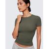imageCRZ YOGA Softembrace High Neck Tops for Women  Soft Casual Going Out Shirts Crewneck Tight Basic Short Sleeve TShirtLight Army Green