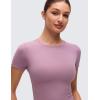 imageCRZ YOGA Softembrace High Neck Tops for Women  Soft Casual Going Out Shirts Crewneck Tight Basic Short Sleeve TShirtLight Lavender