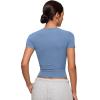 imageCRZ YOGA Softembrace High Neck Tops for Women  Soft Casual Going Out Shirts Crewneck Tight Basic Short Sleeve TShirtOasis Blue