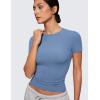 imageCRZ YOGA Softembrace High Neck Tops for Women  Soft Casual Going Out Shirts Crewneck Tight Basic Short Sleeve TShirtOasis Blue